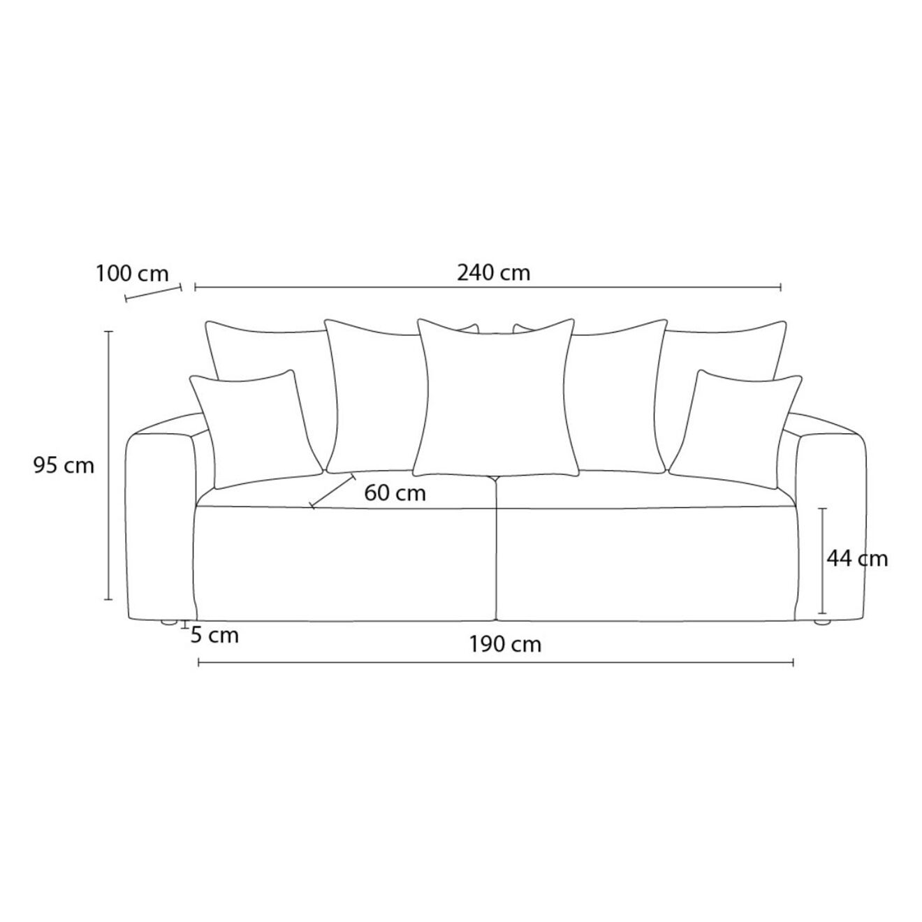 Bobochic Canapé 3 places convertible velours bouclette Envy beige - 245x102x88 cm
