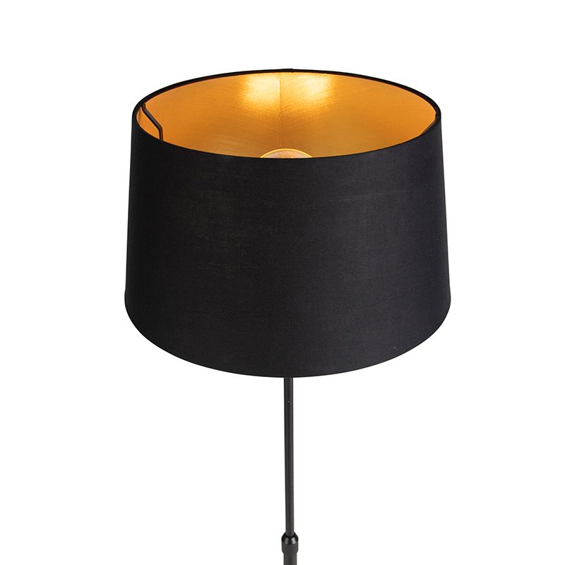 Vloerlamp zwart met zwarte kap 35 cm verstelbaar - Parte