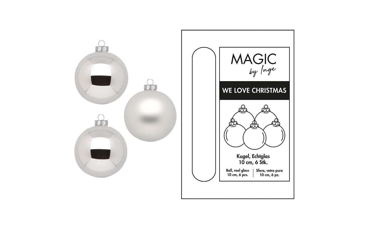 Weihnachtskugel Frosty Silver Ø 10 cm 6 StückChristbaumkugeln Silbertöne