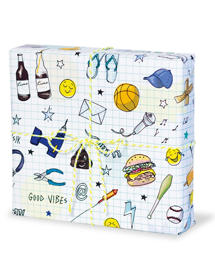 Geschenkpapier PLAY (67x49 cm) 5er-Set in bunt