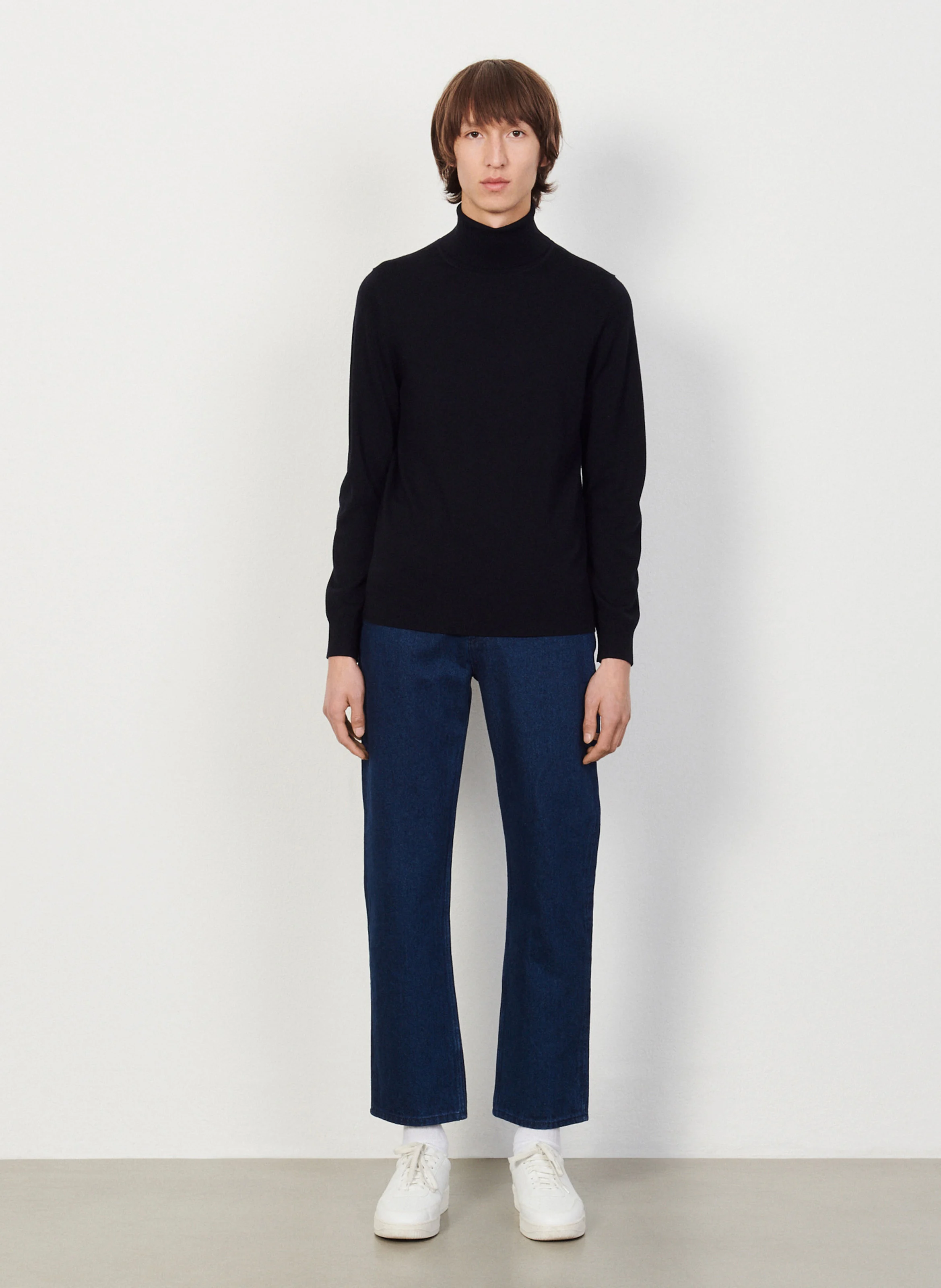 Col roulé regular-fit en laine | Bleu
