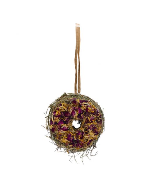 Beeztees Hooi Donut - Knaagdiersnack - Rozenbloesem Goudsbloem 10x5 cm 65 g