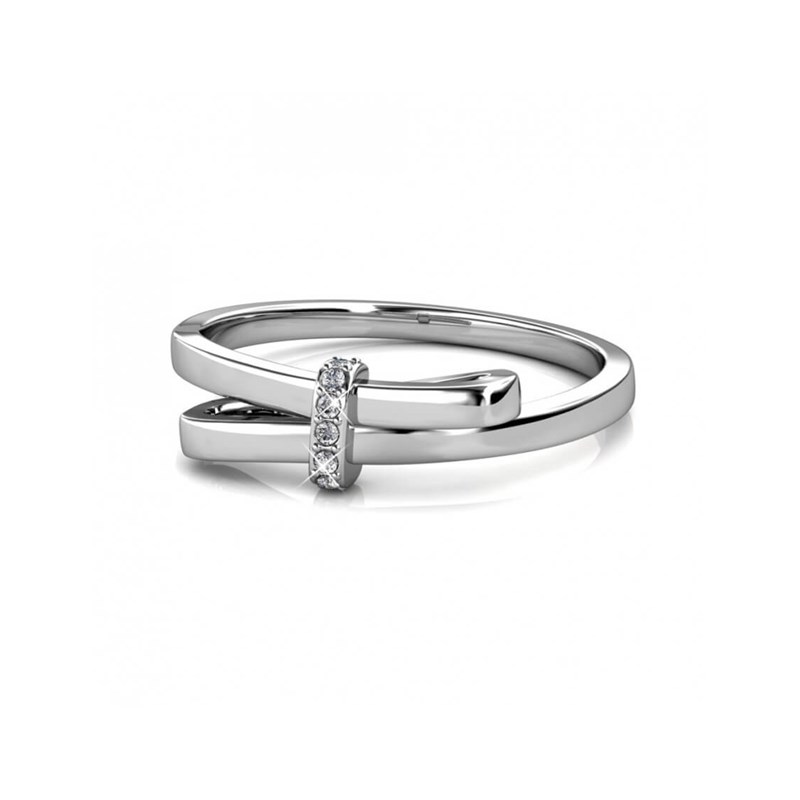 Bague Luminous Bow - Argenté et Cristal
