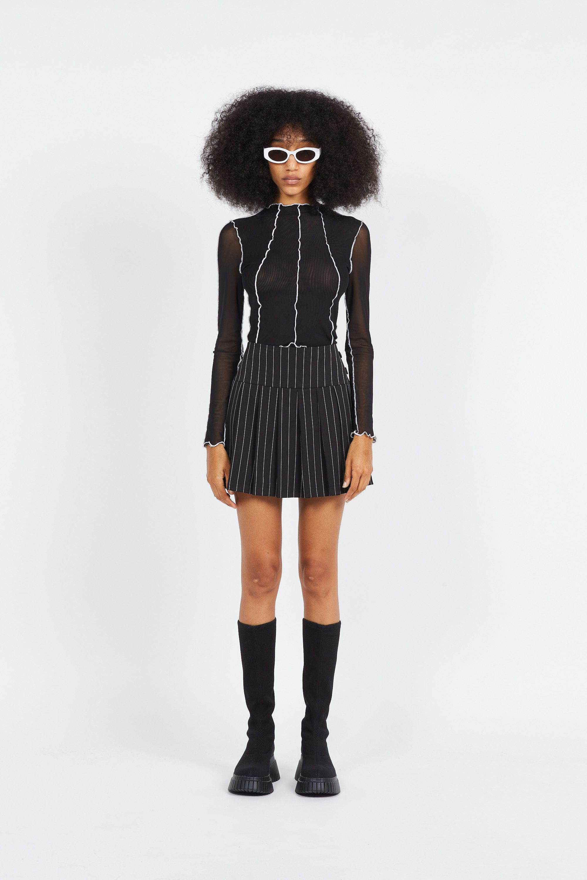 NOISY MAY Jupe NMWEDNESDAY NW PLEATED SKIRT WVN LAB Noir