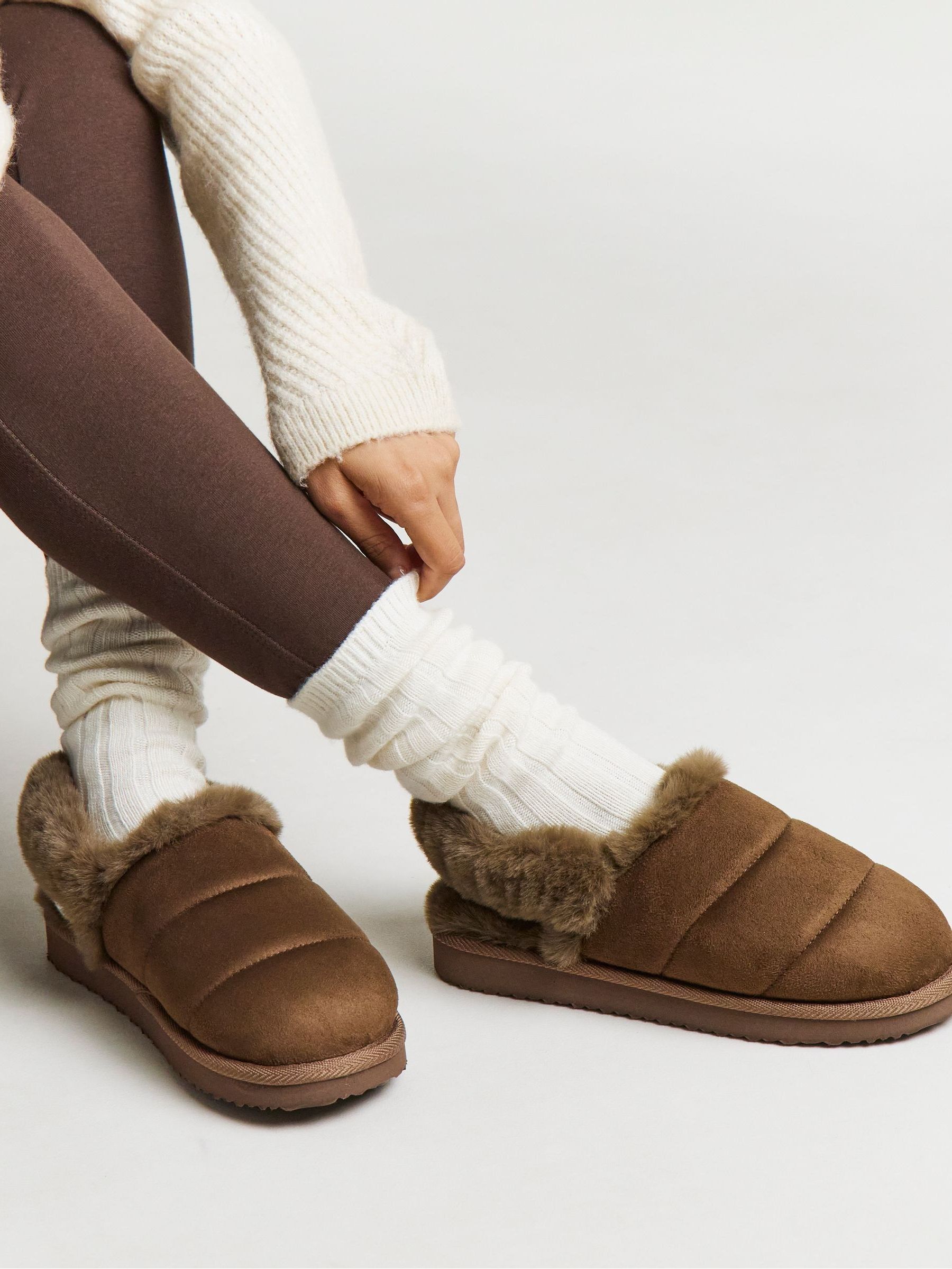 Bruin - Simply Be Slingback Fluffy Slippers