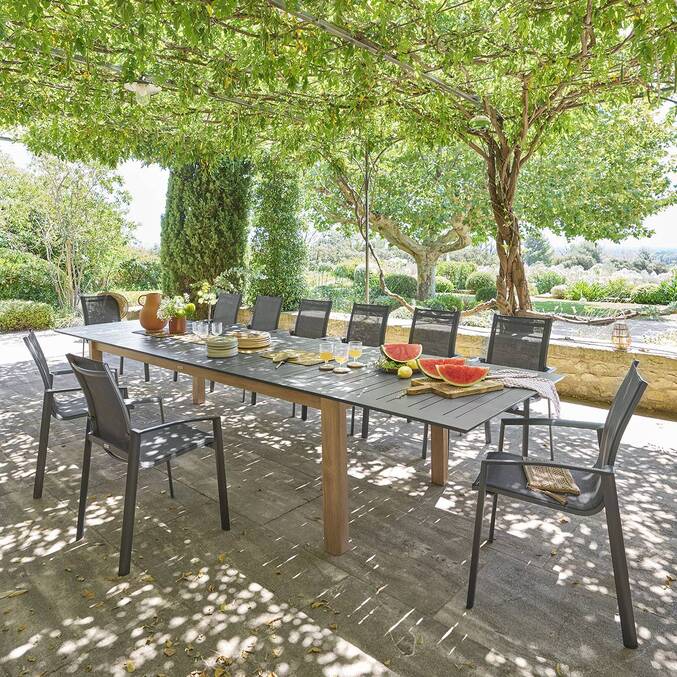Table de jardin extensible rectangulaire MICEIRA Graphite & Honey