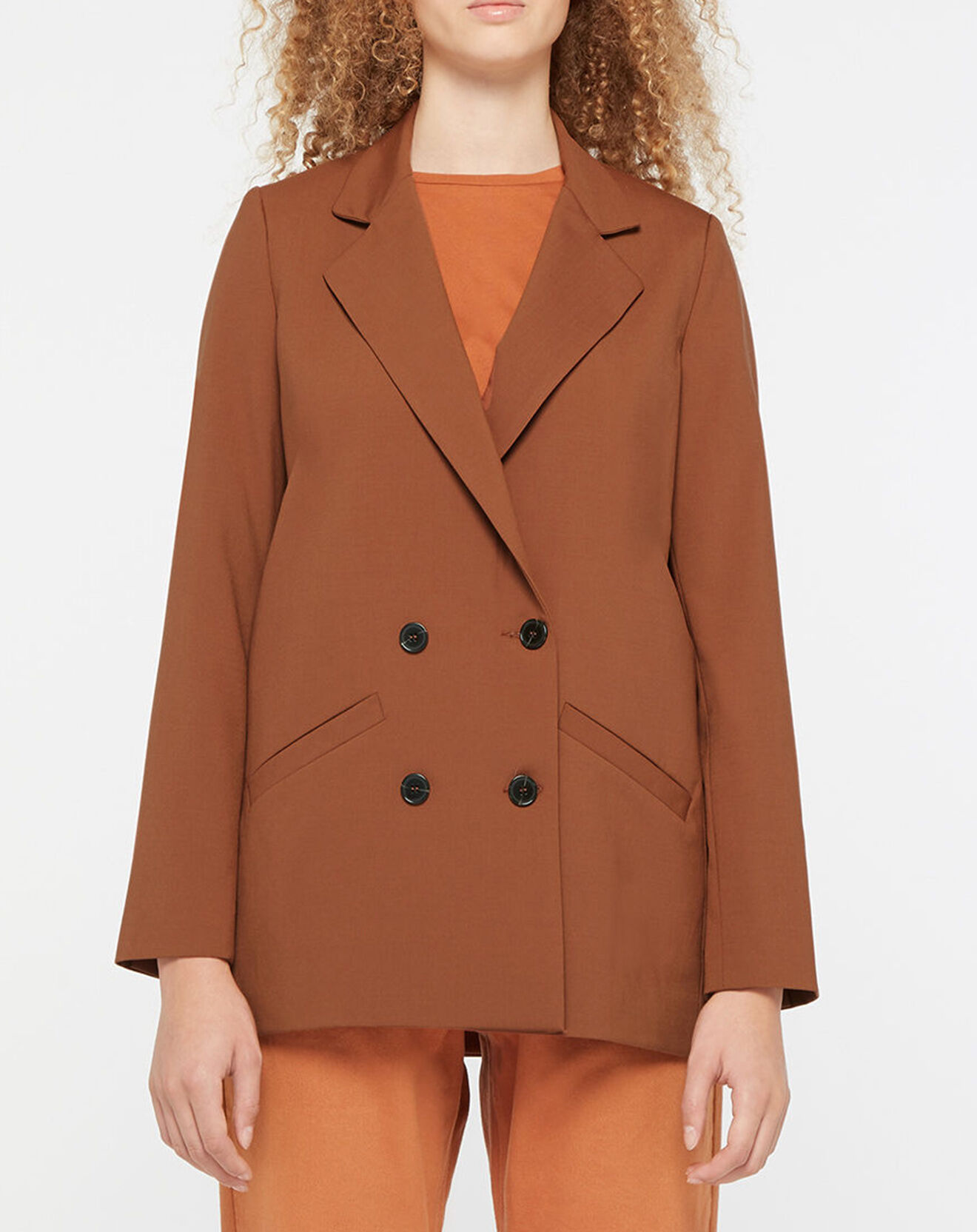 Galeries Lafayette Blazer croisé en Laine mélangée Celeste marron