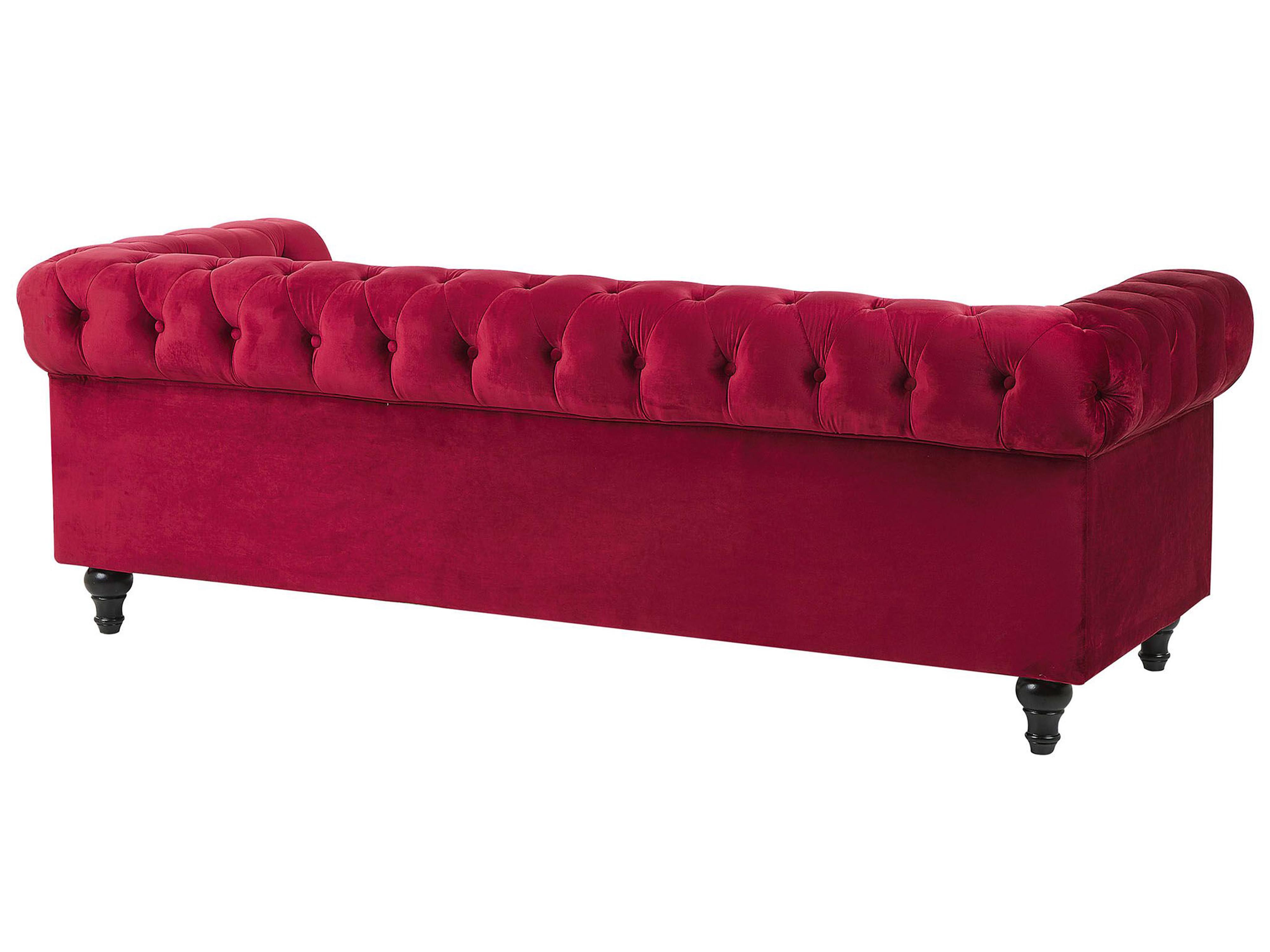 Bank 3-zits CHESTERFIELD Fluweel Donkerrood