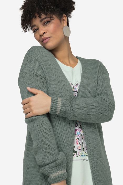 Strickjacke, Glitzer-Bündchen, offene Form, Langarm