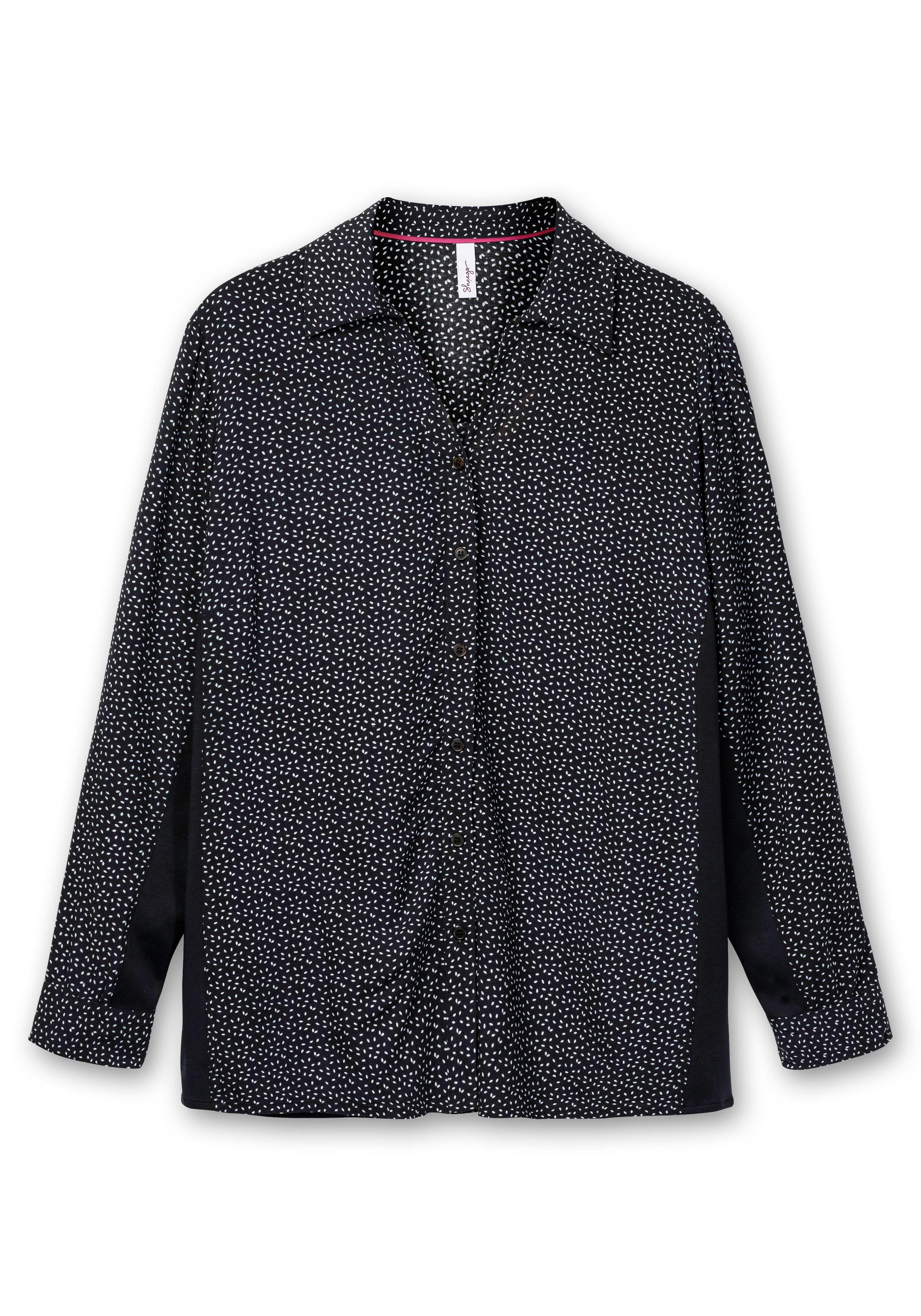 Bluse mit Print und elastischen Einsätzen