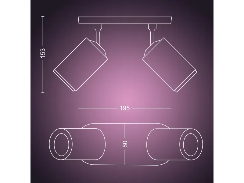 Philips Hue White and Color Ambiance Fugato - Spotlys - LED-lyspære x 2 - GU10 - total: 11.4 W - klasse A  - 16 millioner farver - sort
