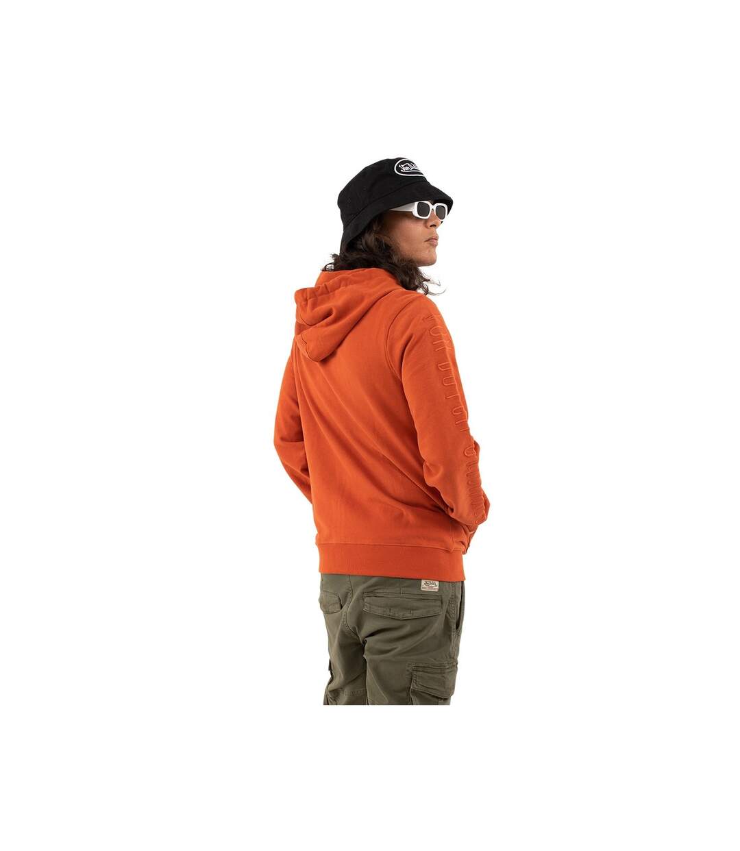 Sweat zippé avec capuche homme molletonné avec borderie en coton Camp
