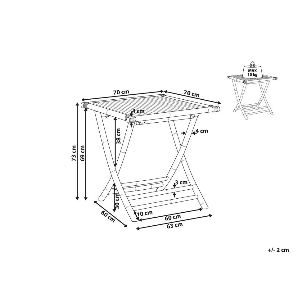 MOLISE - Tuintafel - Lichte houtkleur - 70 x 70 cm - Bamboehout