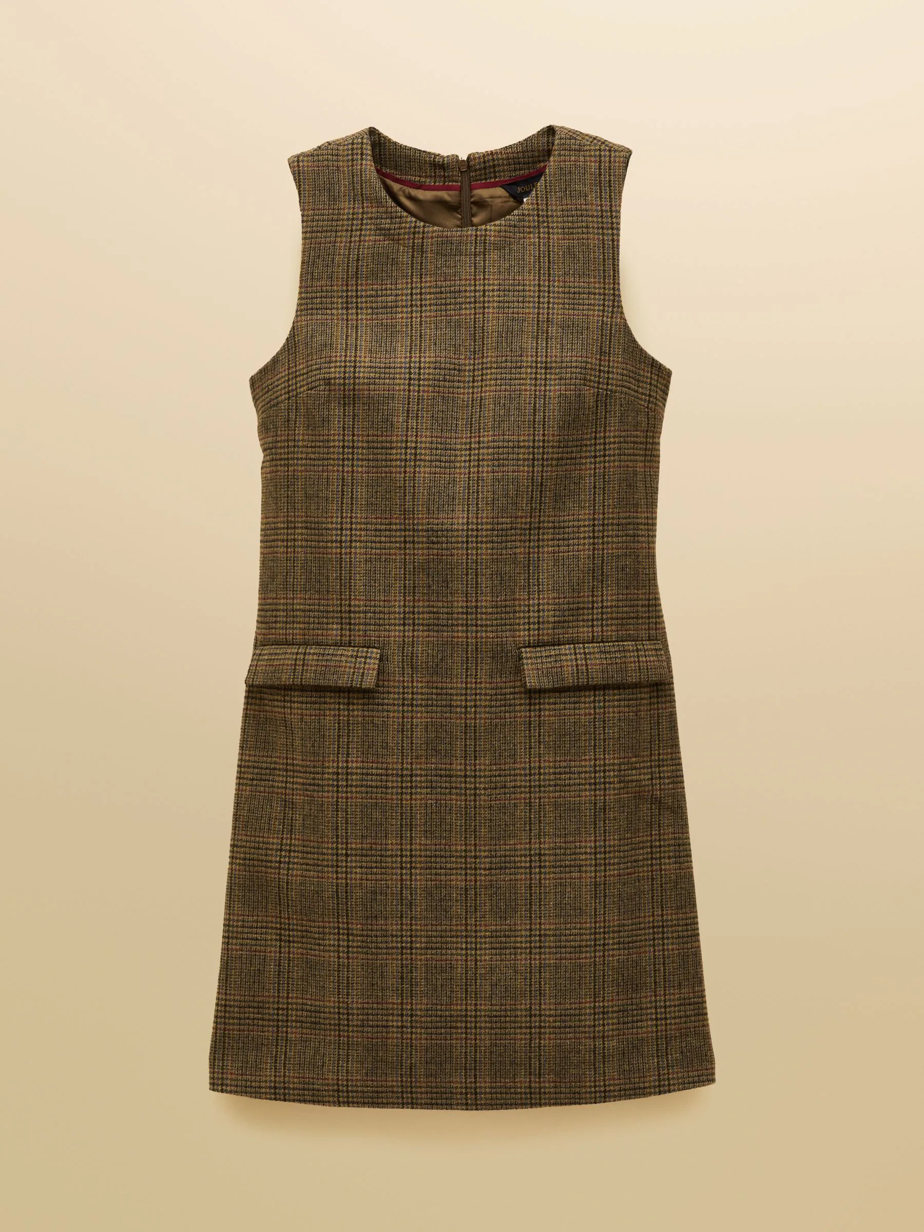 Joules Edwina Mouwloze shiftjurk van tweed wolblend met ronde hals