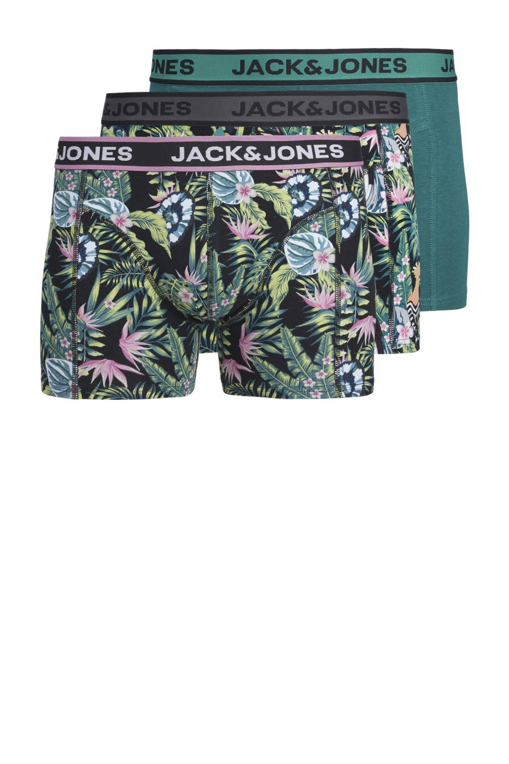 boxershort JACDREW - set van 3 groen/zwart/roze