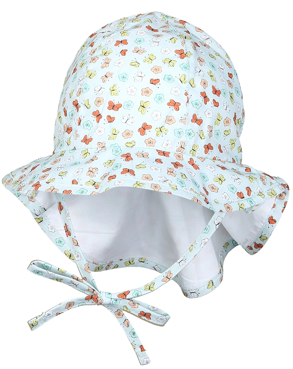Sonnenhut SCHMETTERLINGE mit Nackenschutz in hellgrün