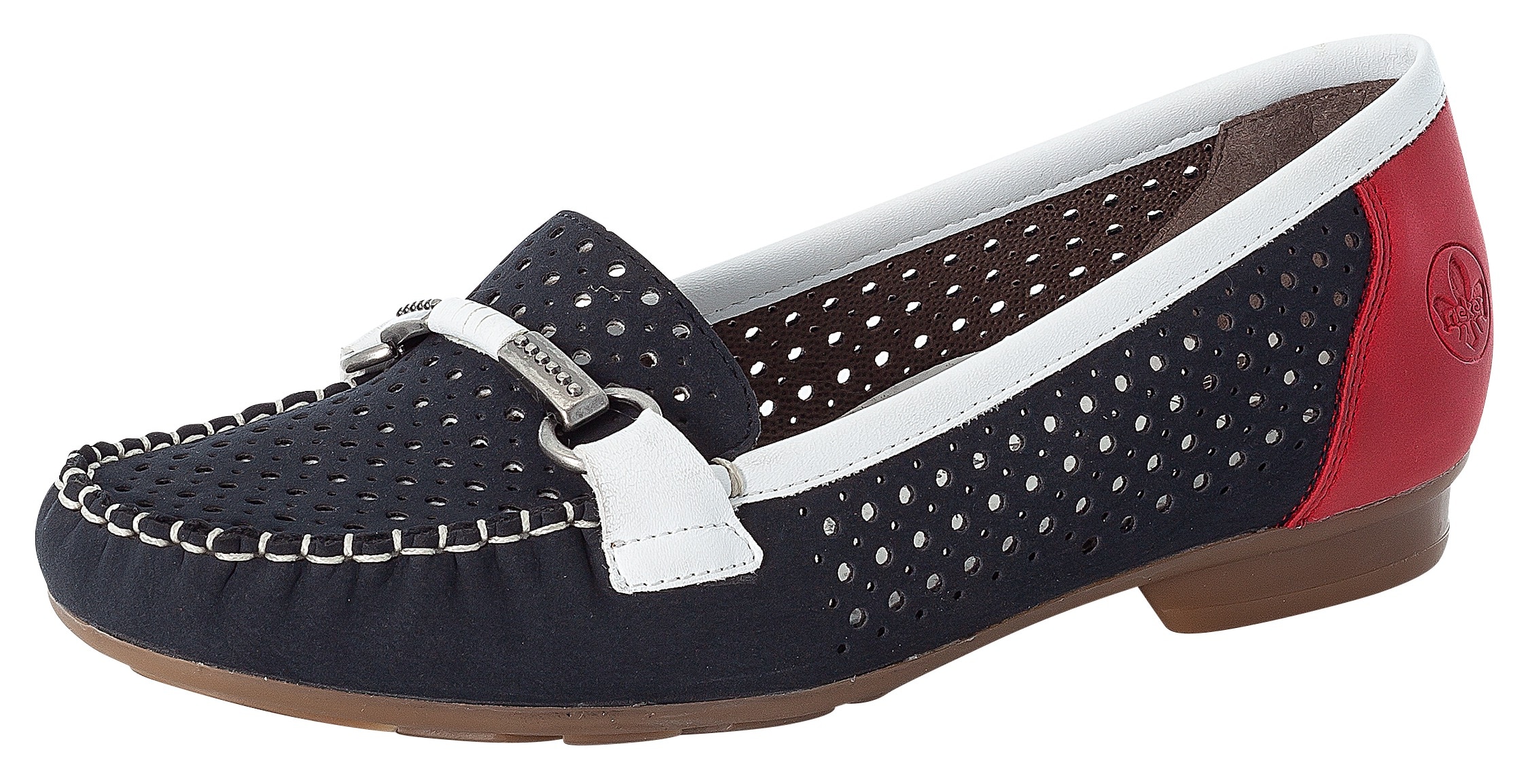 Rieker Mokassin  Slipper, Sommerschuh mit toller Schmuckspange