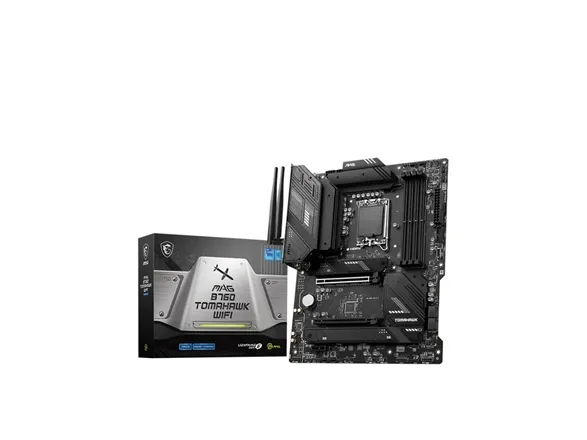 MSI MAG B760 TOMAHAWK WIFI - Bundkort - ATX - LGA1700 sokkel - B760 Chipset - USB 3.2 Gen 1, USB 3.2 Gen 2, USB-C 3.2 Gen2, USB-C 3.2 Gen 2x2 - 2.5 Gigabit LAN, Wi-Fi 6E, Bluetooth - onboard grafik (CPU påkrævet) - HD Audio (8-kanaler)
