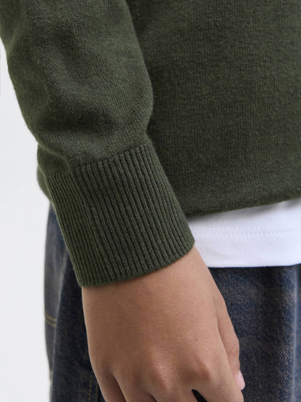 JACK & JONES JUNIOR trui donkergroen fijn gebreid