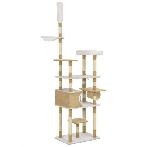 Arranhador com sisal e pelúcia bege