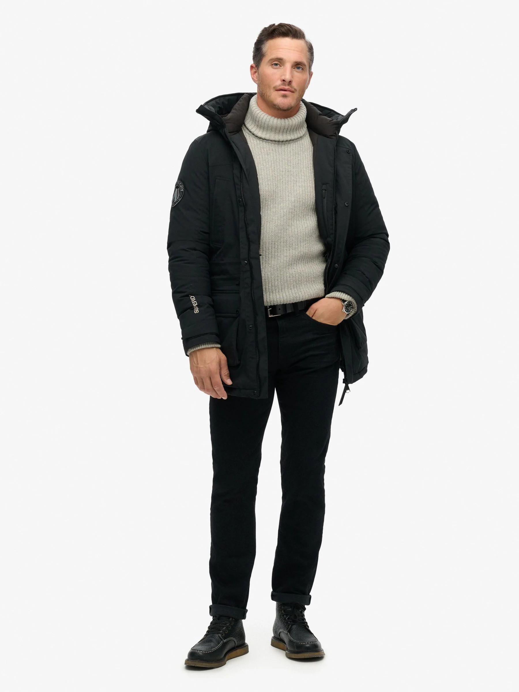 Zwart - Superdry City gewatteerde parkajas