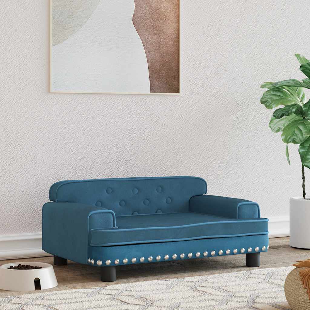 vidaXL Hondenbed, Blauw, 70x45x30 cm, Fluweel
