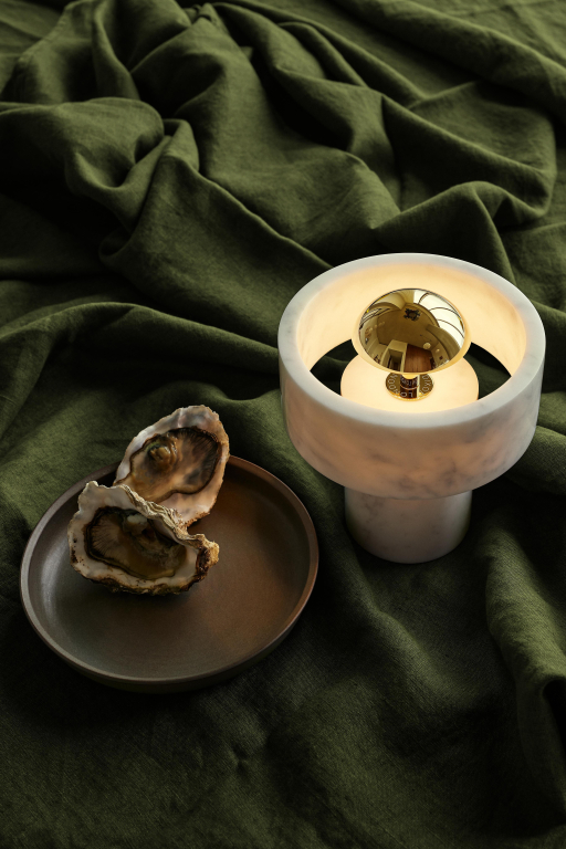 Tom Dixon Stone tafellamp LED oplaadbaar marmer/zilver