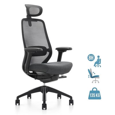 Fauteuil de bureau ZEBULON - accoudoirs réglables - appuie-tête réglable - noir