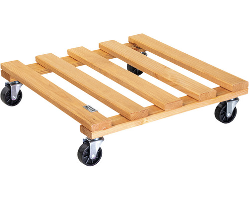 Wagner plantenwagen met kunststof wielen, 38 x 38 x 9,5 cm, hout, bruin