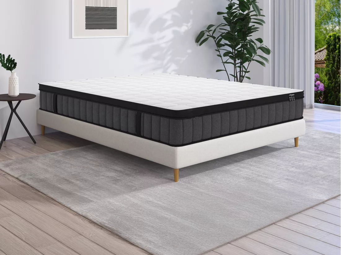 Matelas 140 x 190 cm hybride ressorts ensachés 7 zones et gel à mémoire de forme ép.25cm - TOLCA de YSMÉE