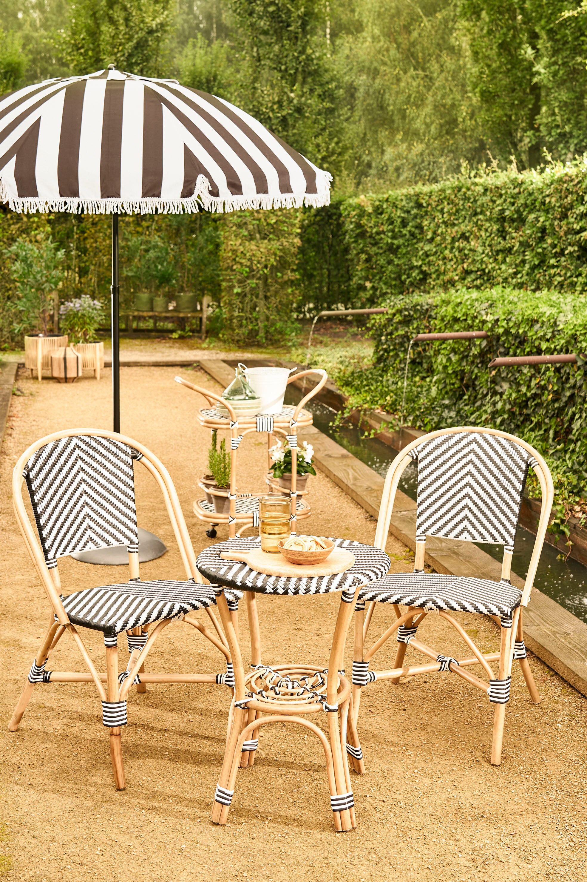 Mica Decorations Parasol Osborn Zwart Wit 238 x d220 cm