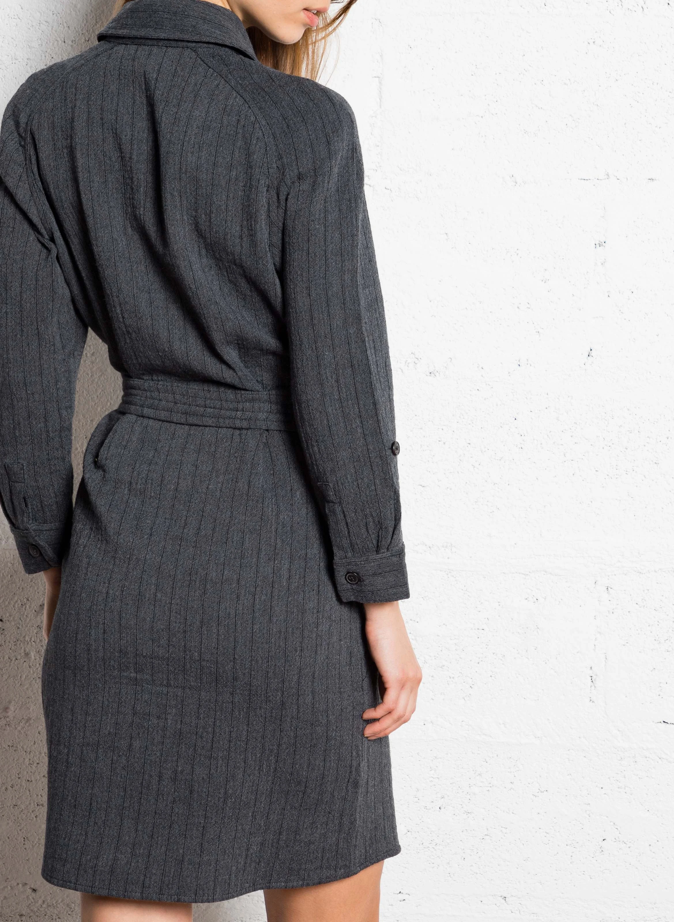 MONDAY - Robe-chemise en coton mélangé | Gris