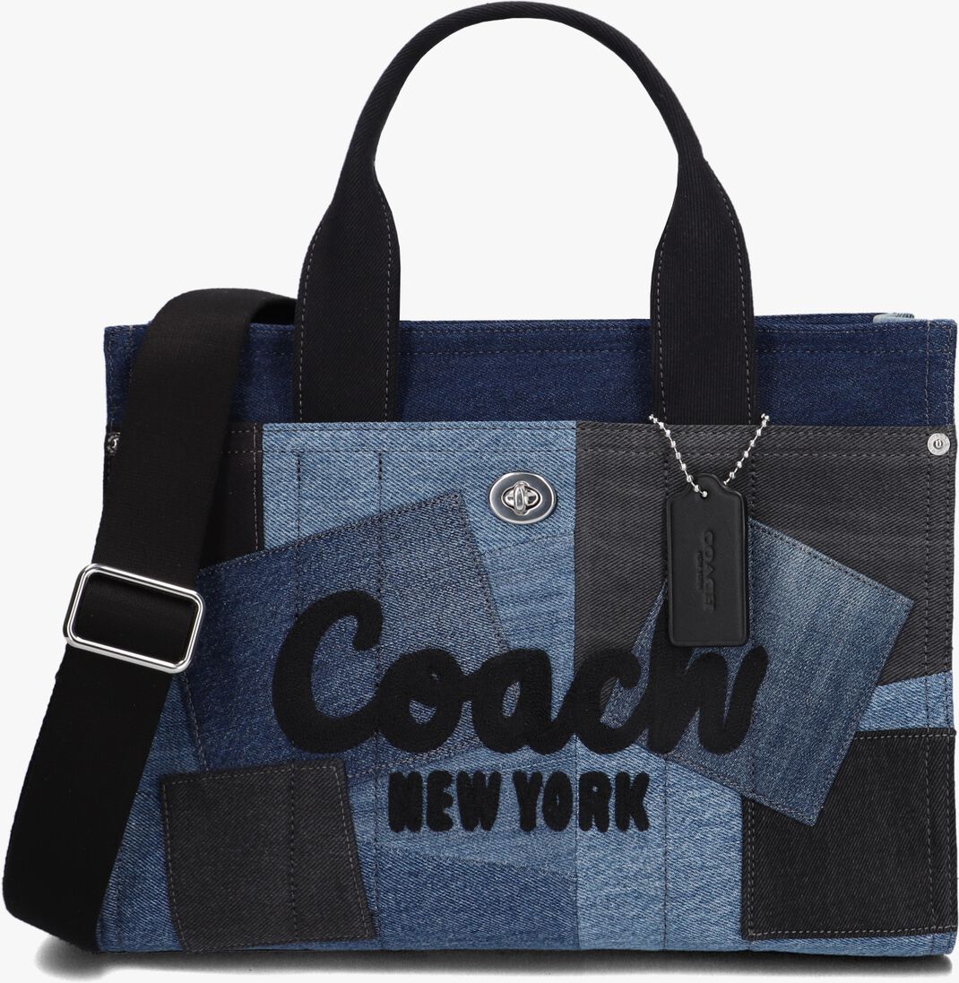 blauwe coach handtas patchwork denim cargo tote