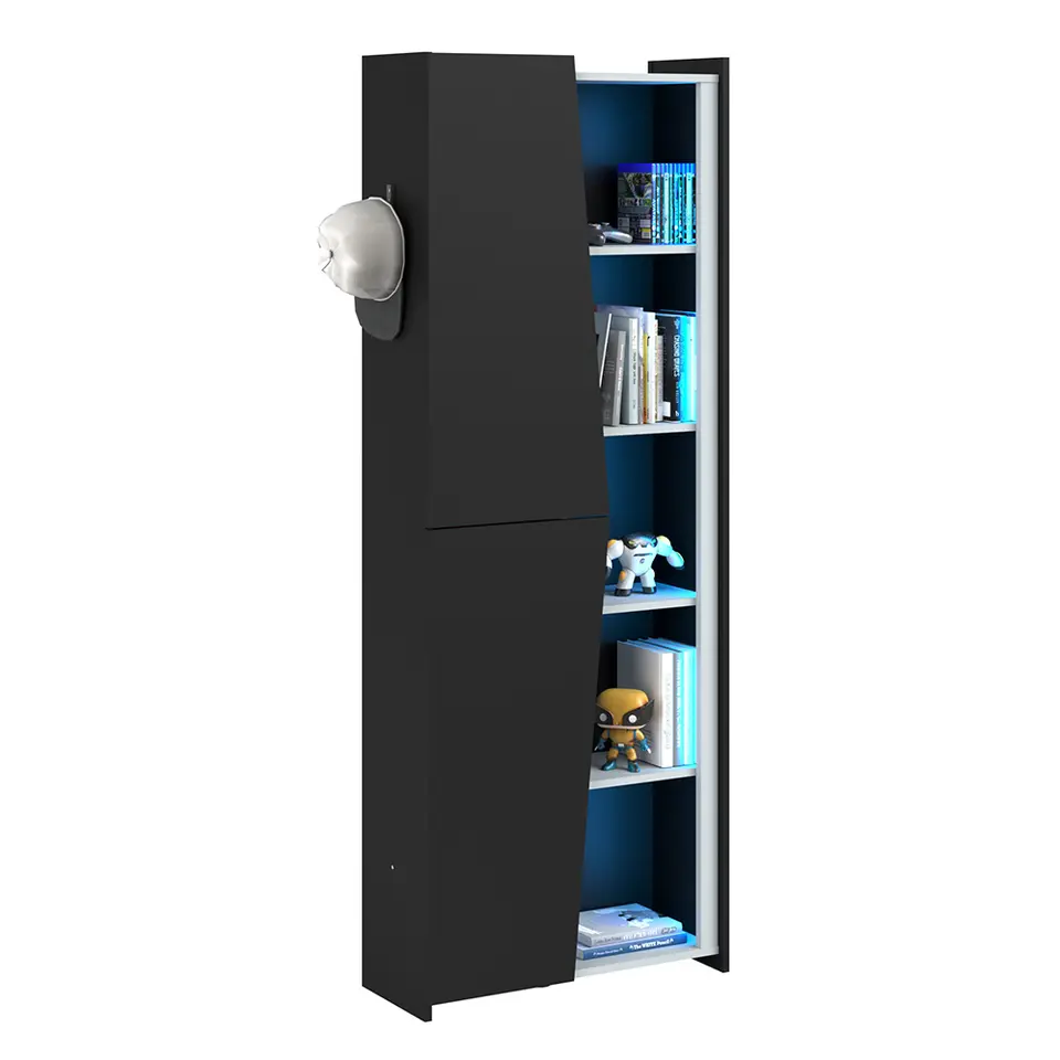Kast Levi - zwart - 181x67x28 cm