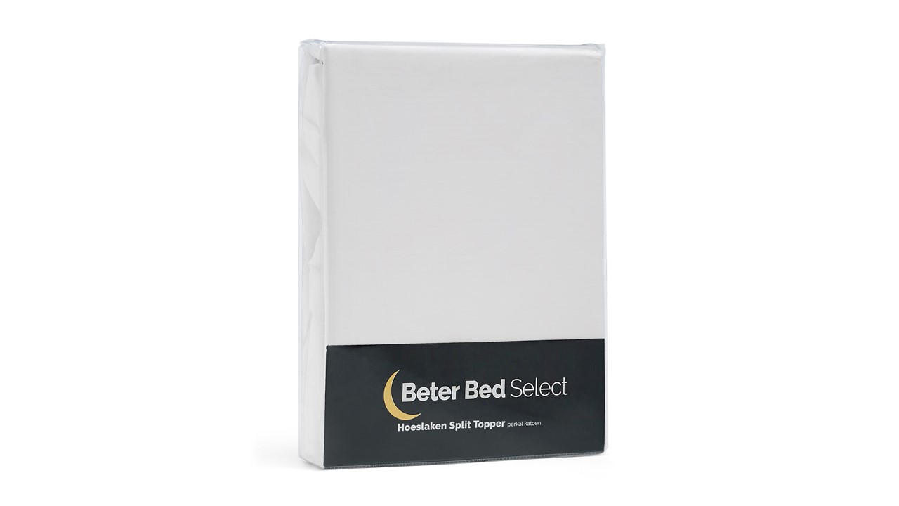 Hoeslaken Beter Bed Select Perkal splittopper wit