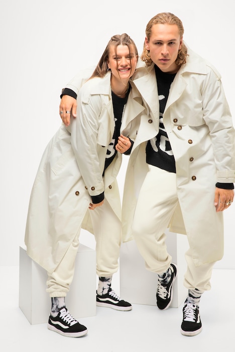 Trenchcoat, oversized, Reverskragen, doppelreihige Knopfleiste, Unisex