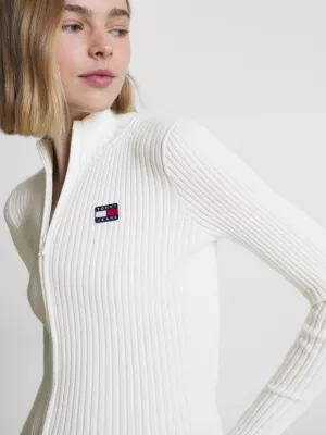 Suéter Slim Fit com Zíper e Emblema