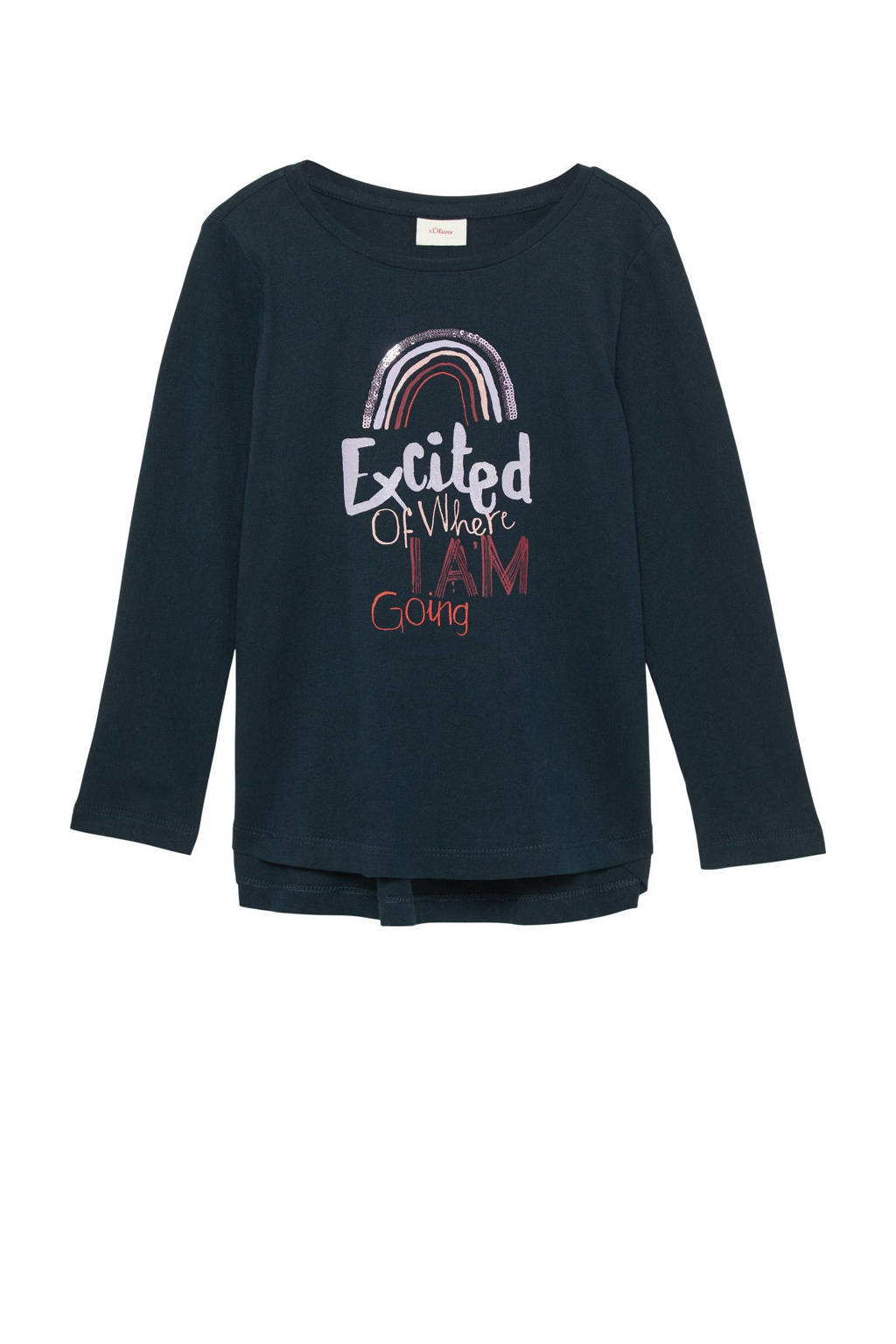 s.Oliver longsleeve met printopdruk donkerblauw