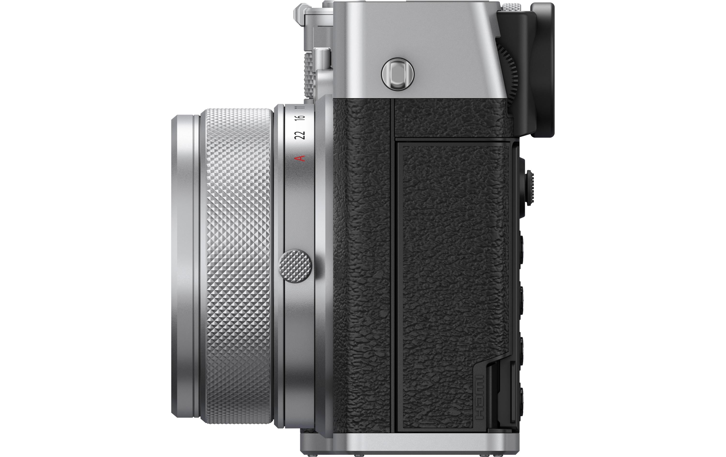 Fotokamera GFX 100RF Silber<br>GFX-Kamera mit fest verbautem Objektiv und bringt die Mittelformat-Bildqualität in ein ultrakompaktes Design