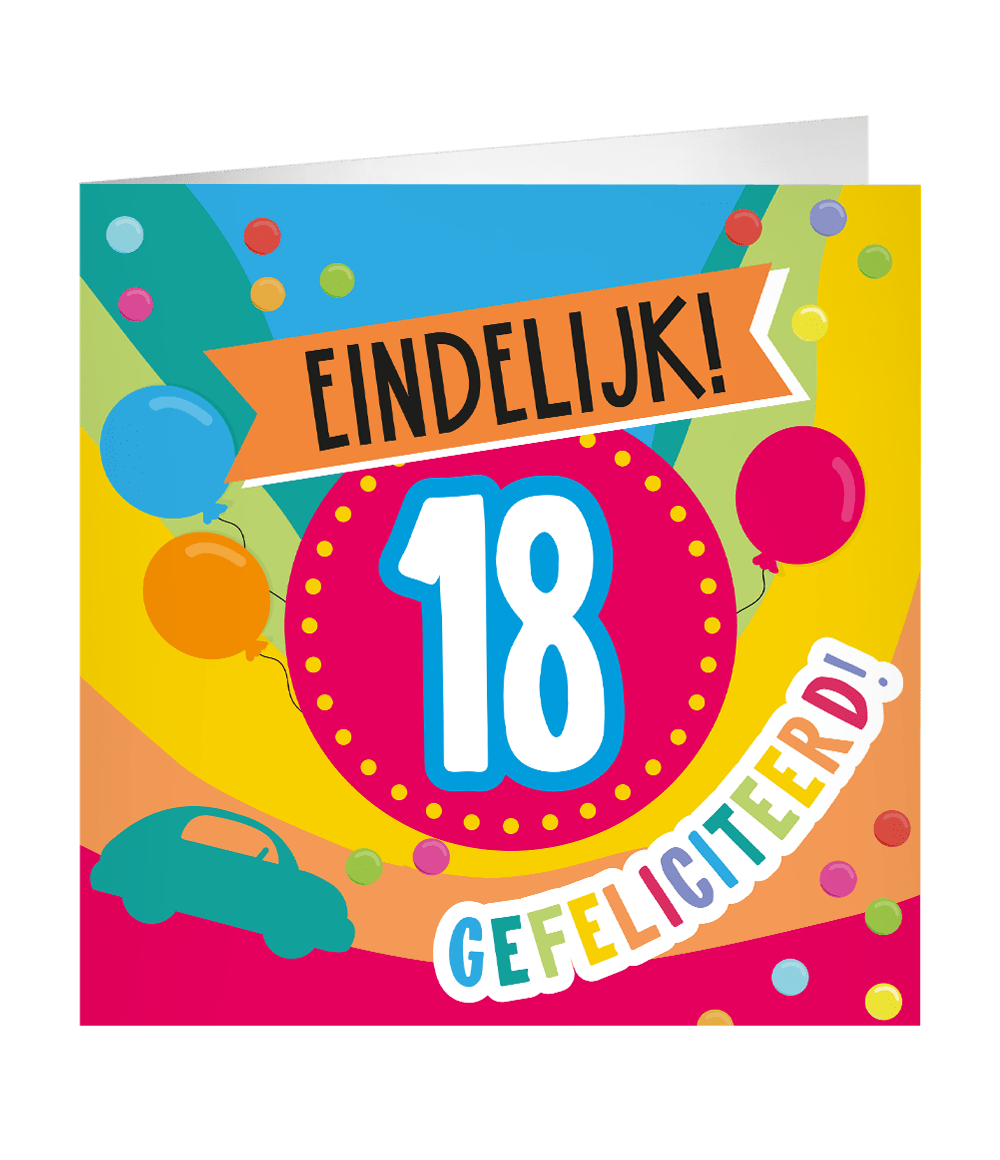 18 Jaar Wenskaart 23cm