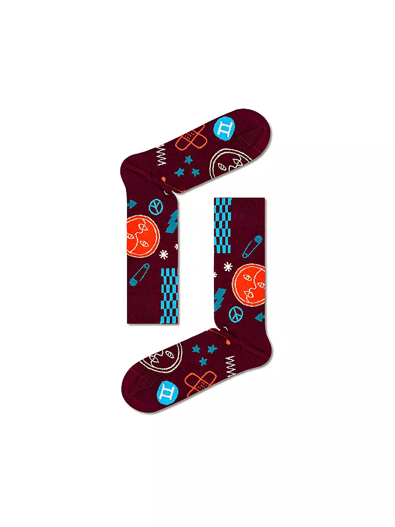 HAPPY SOCKS Damen Socken 36-40 ZWILLING dark red dunkelrot