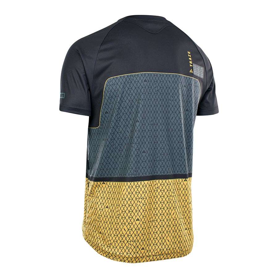 ION Traze AMP X MTB Fietsshirt Korte Mouwen Zwart/Blauw/Geel Heren