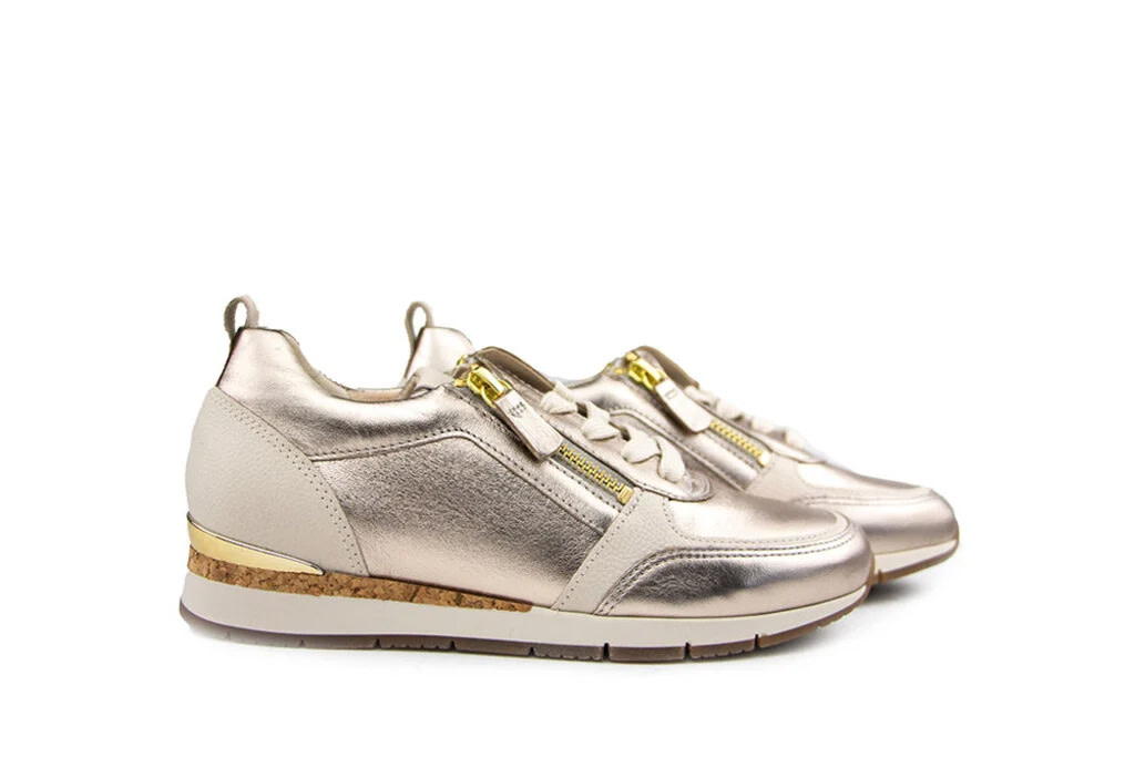 Gabor Sneaker Puder Creme Gold Satin