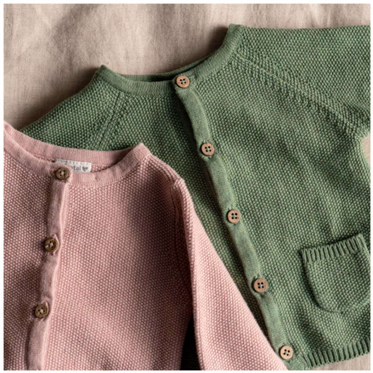 Prénatal newborn vest lange mouwen effen groen