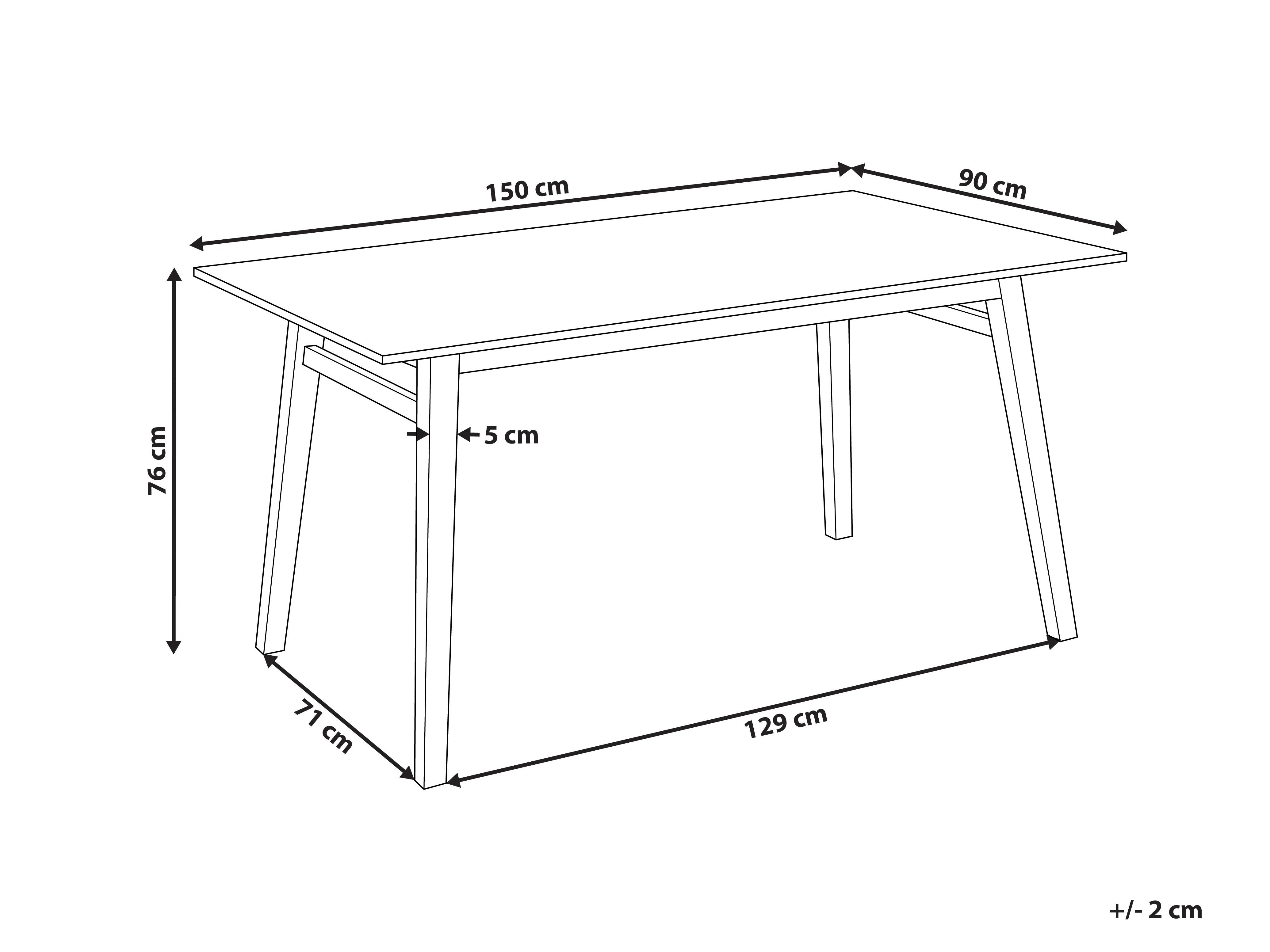 Eettafel VARLEY Natuurlijk essenhout 90 cm 150 cm