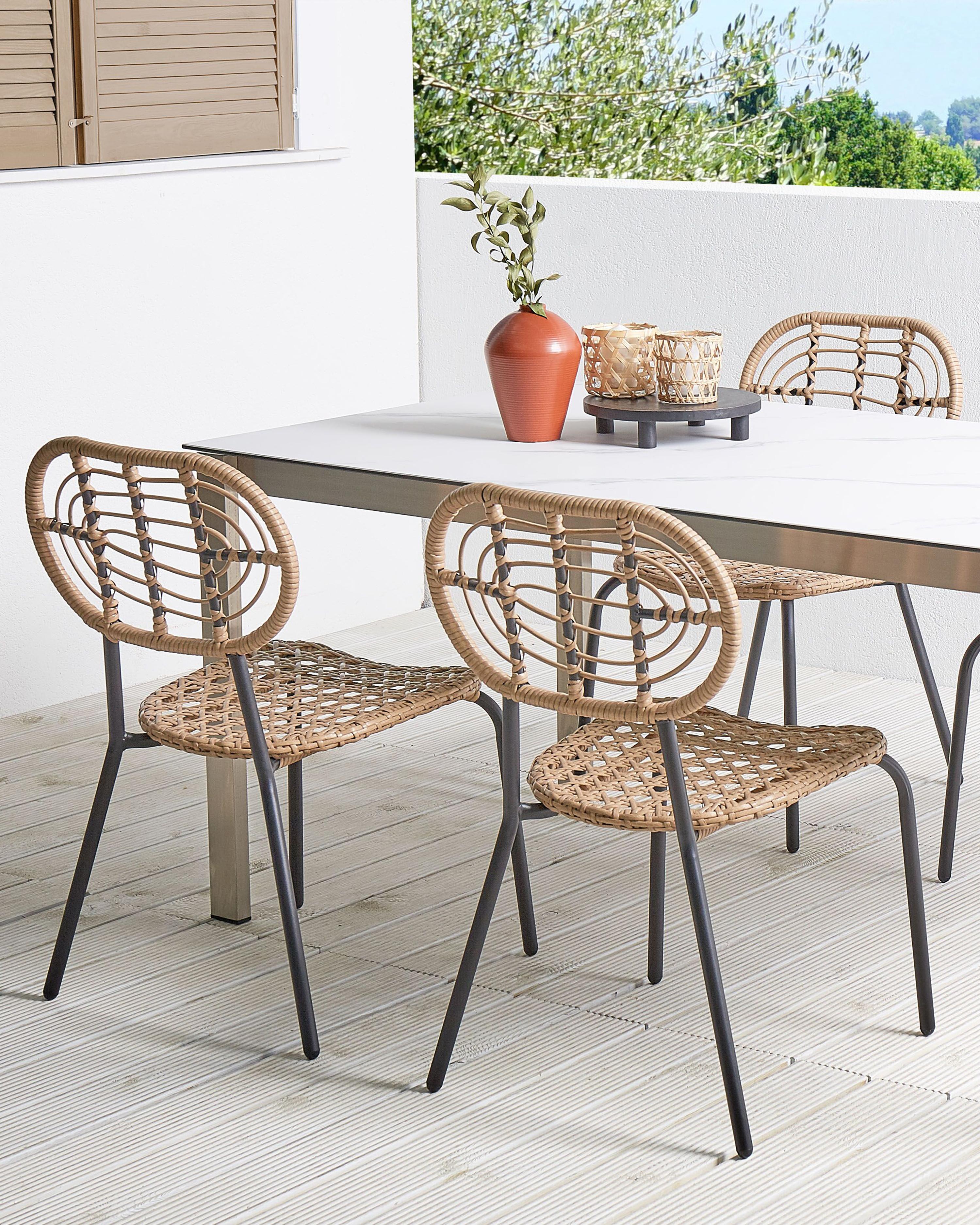 Set van 4 tuinstoelen PRATELLO PE rotan Natuurlijk