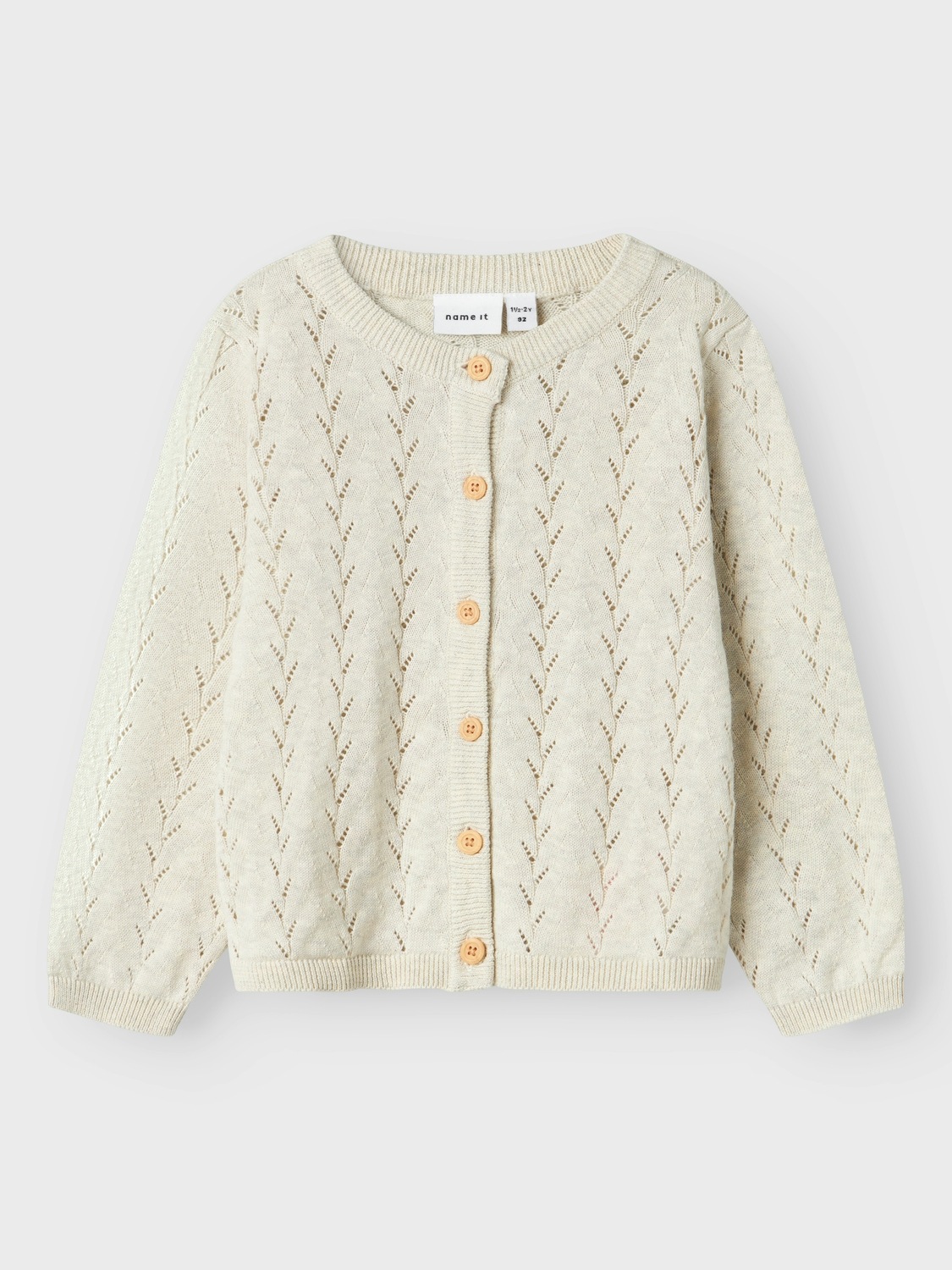 Name It Strickjacke »NMFBANNI für Mädchen mit Ajour-Strick und Rippbündchen«, unifarben, casual, regular fit, Baumwolle, Rundhals