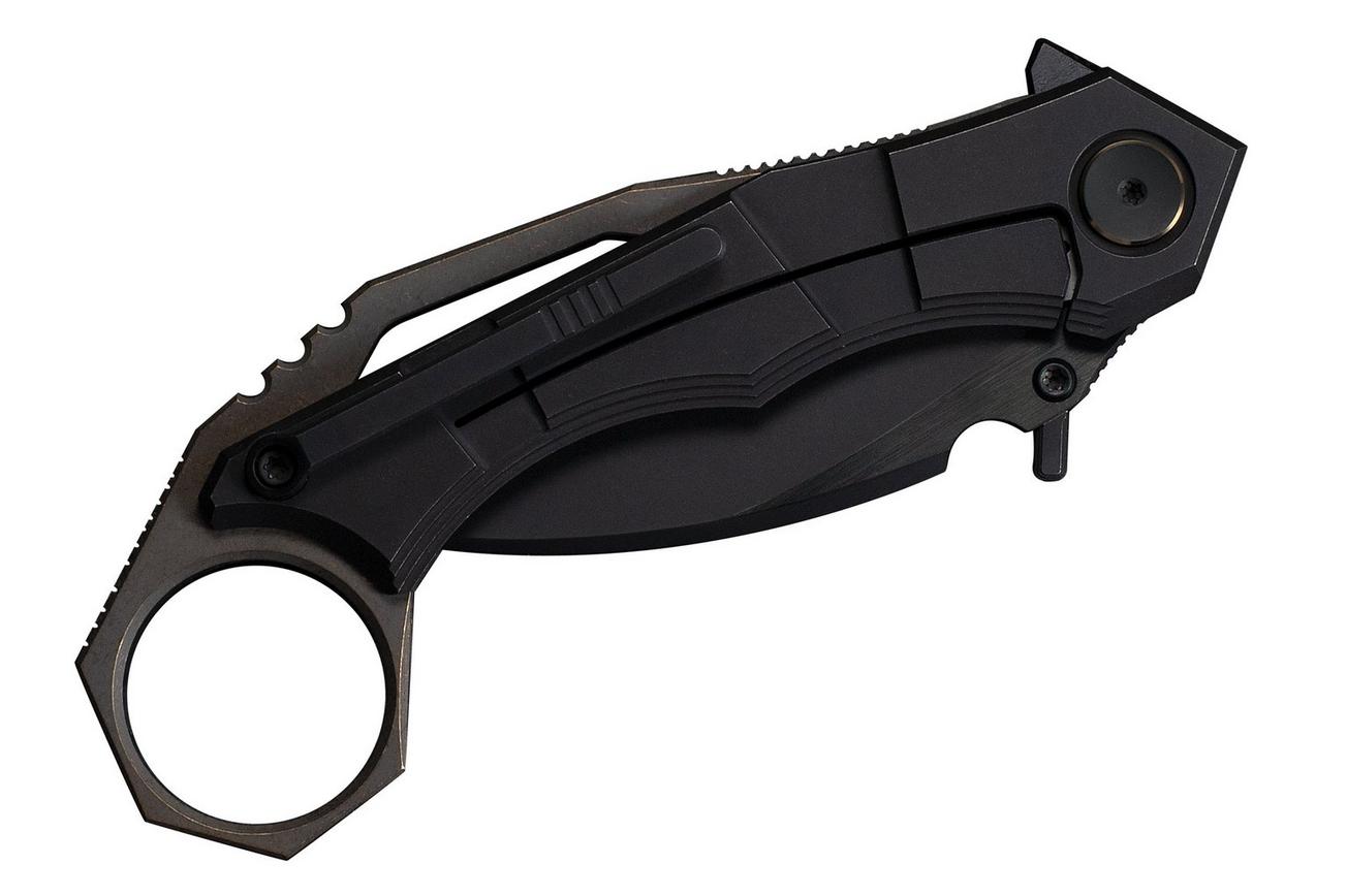 WE Knife Tayra WE24069-1 Blackwashed Bevels Black Brushed Flats Bohler M390, Black Titanium, zakmes