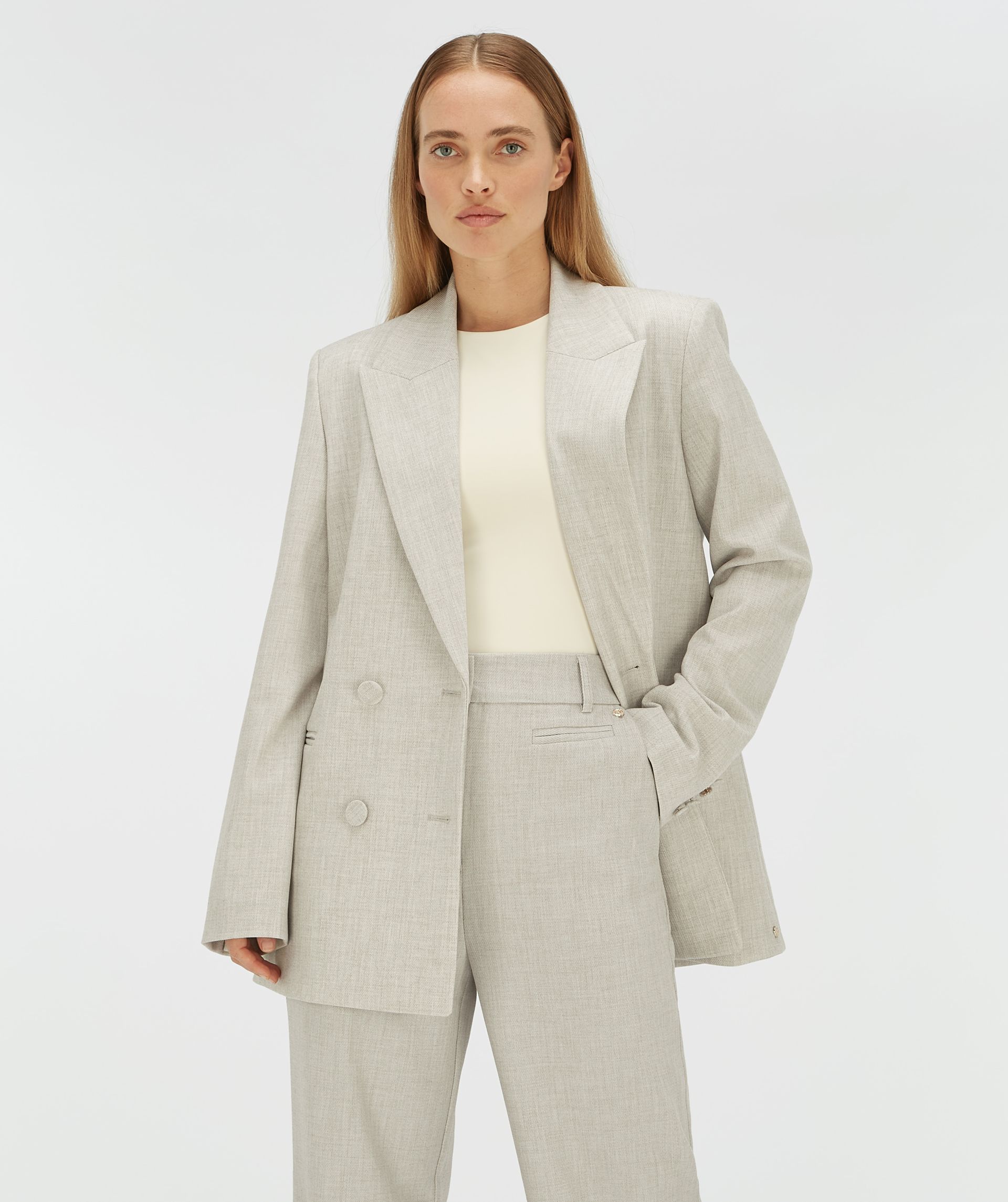 JV-DILLEN straight fit blazer - light grey melange