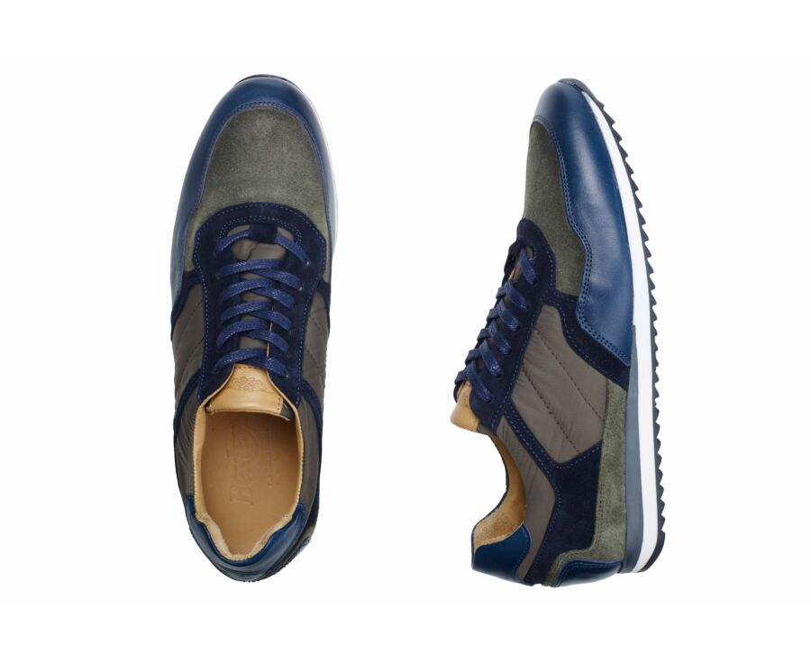 Sneakers homme cuir Navy & Velours Kaki - CORUNNA